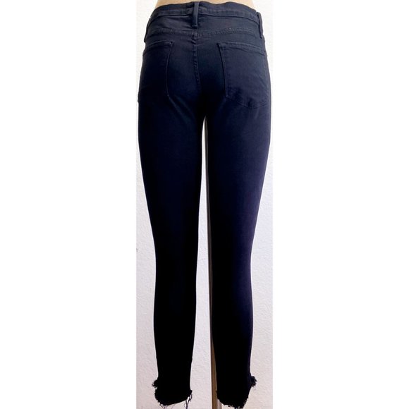 FRAME Black Distressed Ripped Zip Multipocket Skinny Jeans, Sz. 28 - Picture 6 of 14